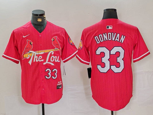 Men's St. Louis Cardinals Brendan Donovan #33 Red 2024 City Connect Limited Player Jersey1