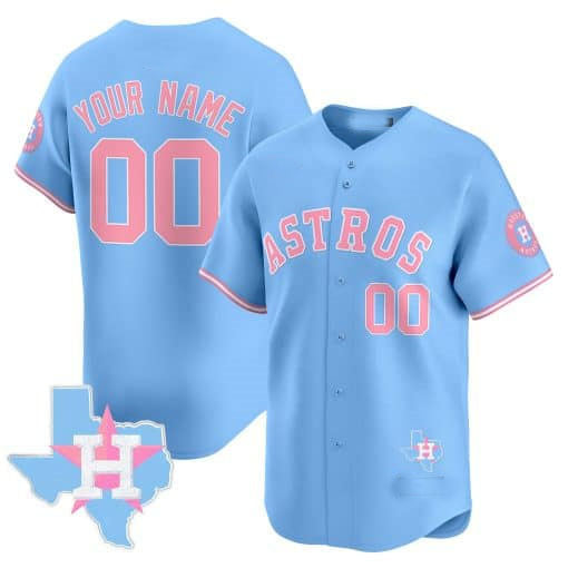 Custom Houston Astros Bubblegum Blue Vapor Premier Limited �?All Stitched Baseball Jersey