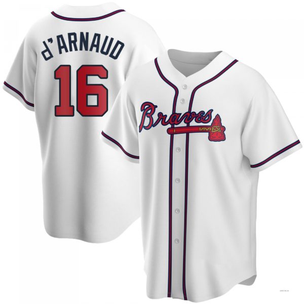 Atlanta Braves #16 Travis d?ˉArnaud White Home Jersey Stitches Baseball Jerseys