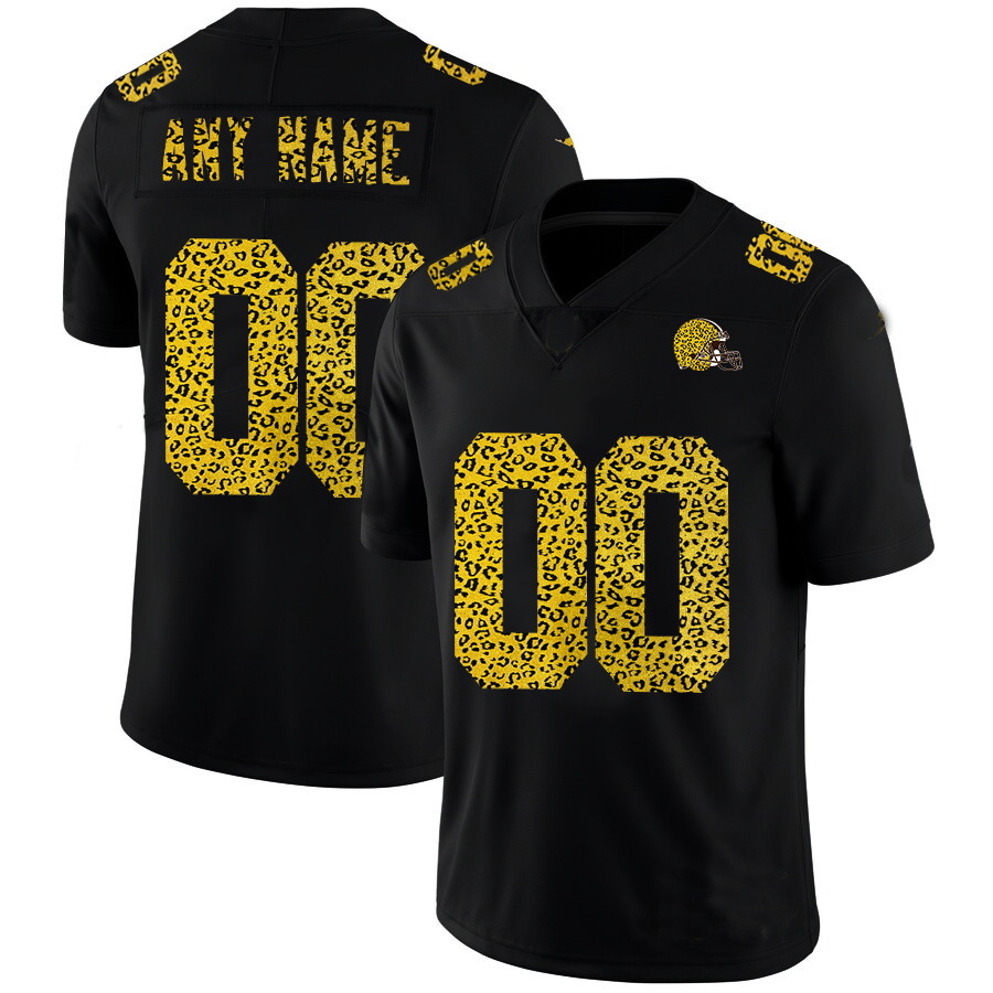 Custom C.Browns Leopard Print Fashion Vapor Limited Jersey Black Stitched American Football Jerseys