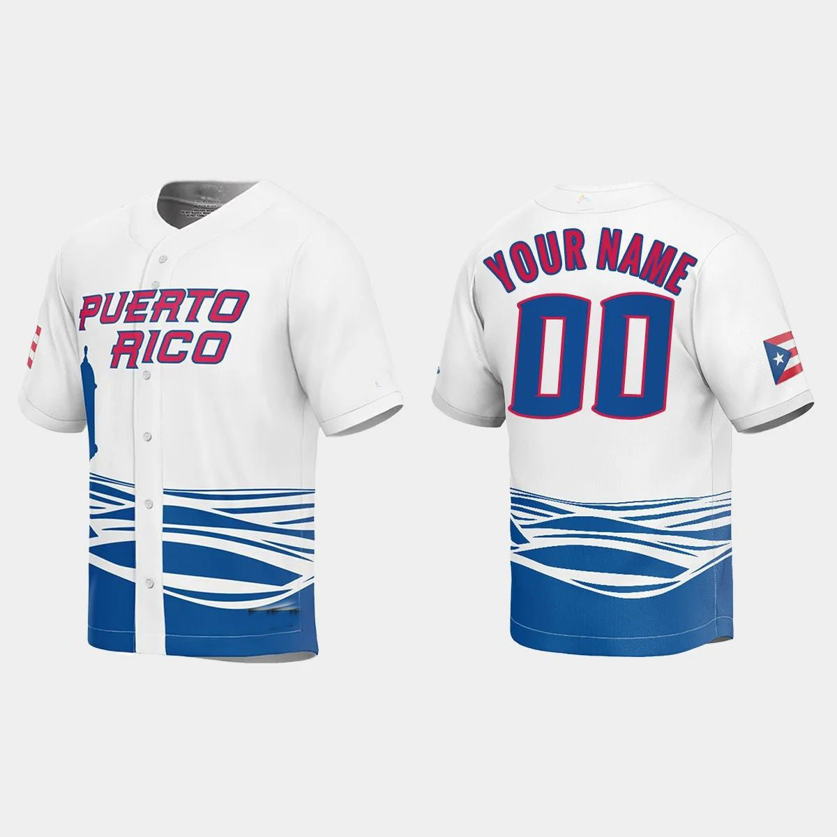 CUSTOM PUERTO RICO BASEBALL 2023 WORLD BASEBALL CLASSIC JERSEY WHITE Stitches Baseball Jerseys