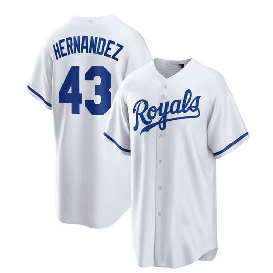 Kansas City Royals #43 Carlos Hern¨￠ndez Home Replica Player Jersey - White Baseball Jerseys