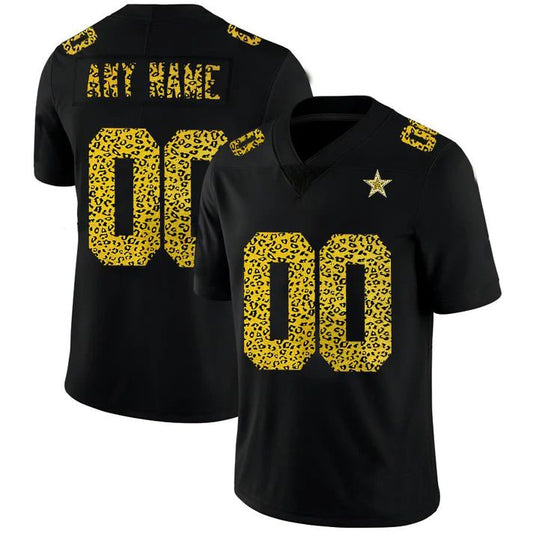 Custom D.Cowboys Jersey Black Limited Fashion Vapor Leopard Print Stitched Football Jerseys