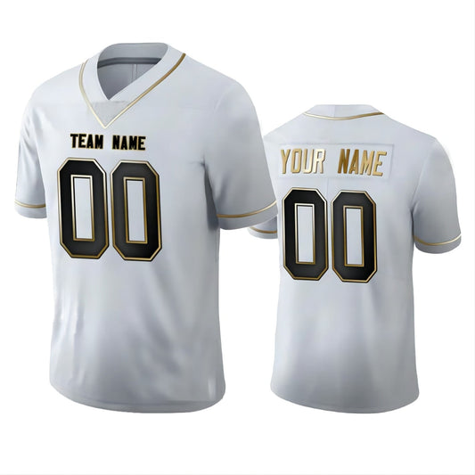 Custom W.Redskins Team Any Team and Number and Name White Golden Edition American Jerseys Stitched Jersey Football Jerseys