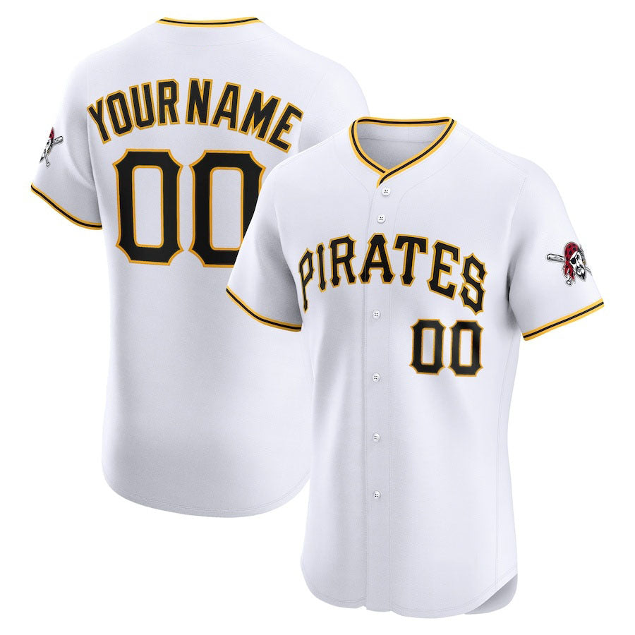 Custom Pittsburgh Pirates Home Elite Jersey �?White Stitched Baseball Jersey