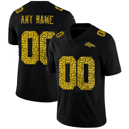 Custom D.Broncos Leopard Print Fashion Vapor Limited Jersey Black Stitched Jersey American Football Jerseys
