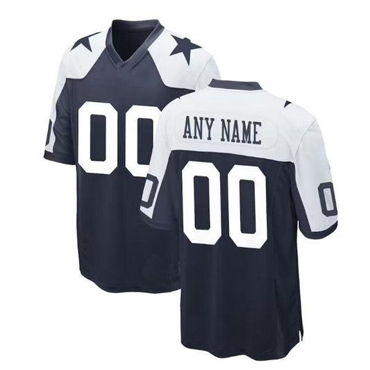 Custom D.Cowboys Navy Alternate Game Jersey Stitched Football Jerseys