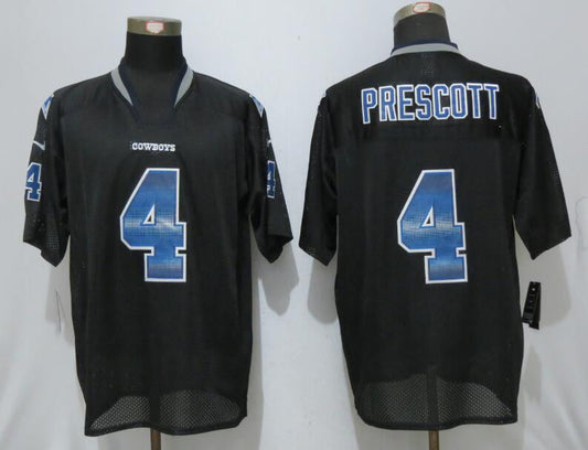 D.Cowboys #4 Dak Prescott Black Strobe Stitched Fashion Jersey American Jerseys