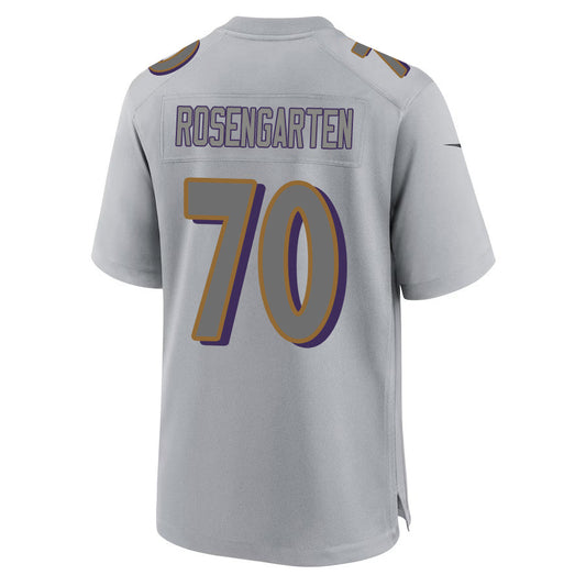 B.Ravens #70 Roger Rosengarten Gray Game Jersey Stitched American Football Jerseys