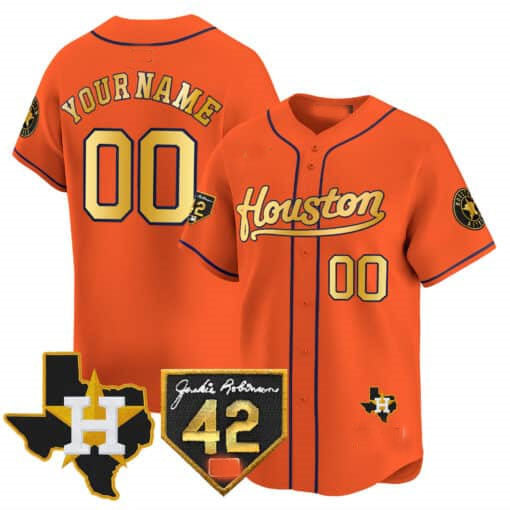 Custom Houston Astros 2024 Jackie Robinson Patch Vapor Premier Limited �C All Stitched Baseball Jersey