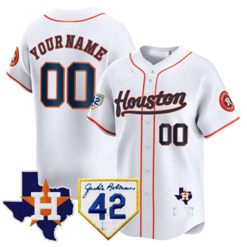 Custom Houston Astros 2024 Jackie Robinson Patch Vapor Premier Limited �C All Stitched Baseball Jersey