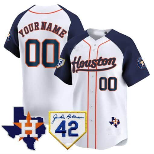 Custom Houston Astros 2024 Jackie Robinson Patch Vapor Premier Limited �C All Stitched Baseball Jersey