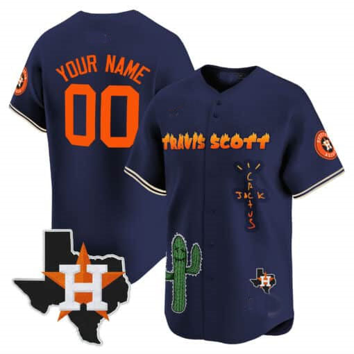 Custom Houston Astros Cactus Jack Patch Vapor Premier Limited �C All Stitched Baseball Jersey