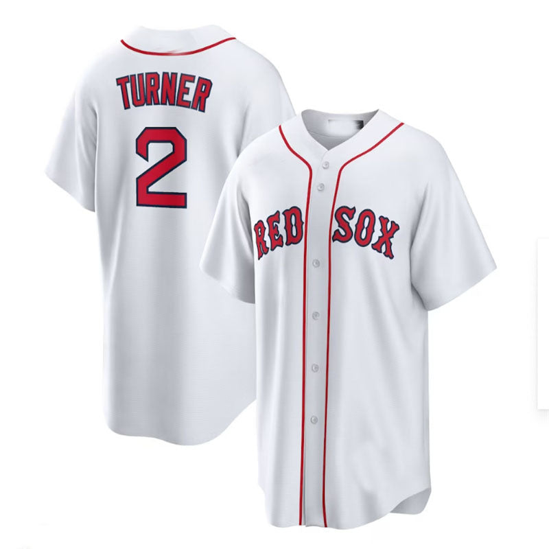 Boston Red Sox #2 Justin Turner Home Replica Player Jersey - White Red Baseball Jerseys