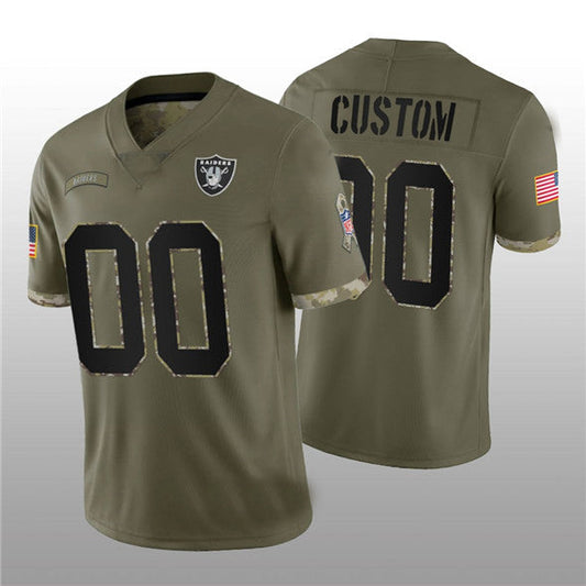 Custom L.Raiders ACTIVE PLAYER 2022 Olive Salute To Service Limited Stitched Jersey American Football Jerseys
