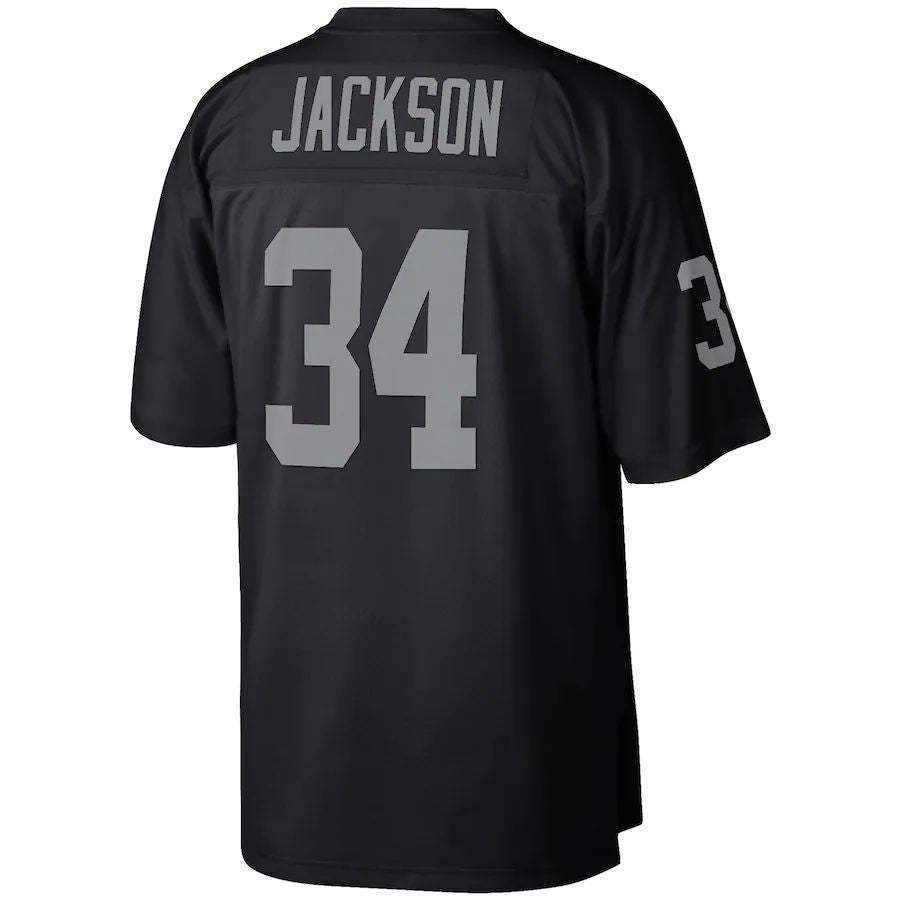 L.Raiders #34 Bo Jackson Mitchell & Ness Black Legacy Replica Jersey Stitched American Football Jerseys