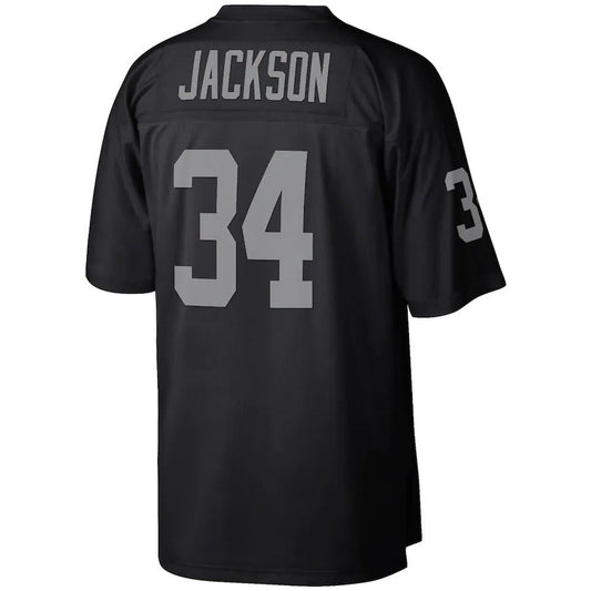 L.Raiders #34 Bo Jackson Mitchell & Ness Black Legacy Replica Jersey Stitched American Football Jerseys