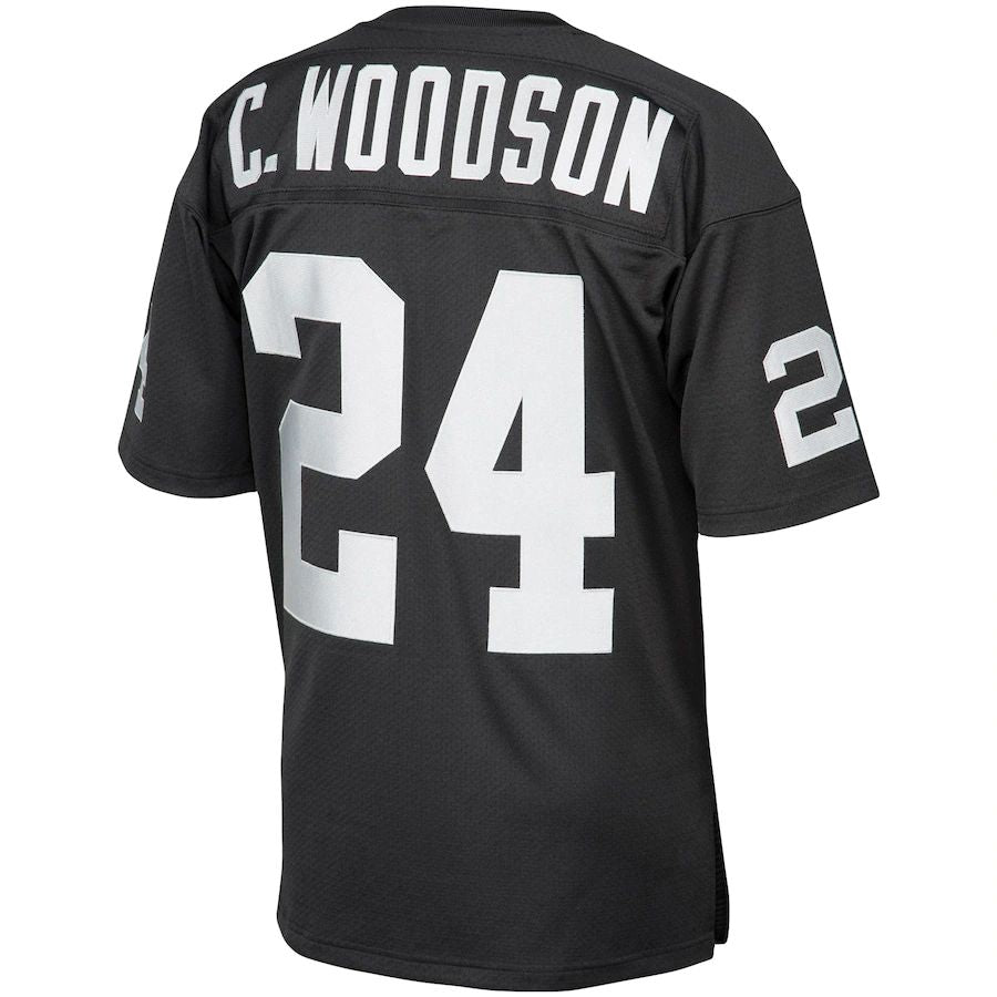 L.Raiders #24 Charles Woodson Mitchell & Ness Black 1998 Authentic Throwback Retired Player Jersey Stitched American Football Jerseys