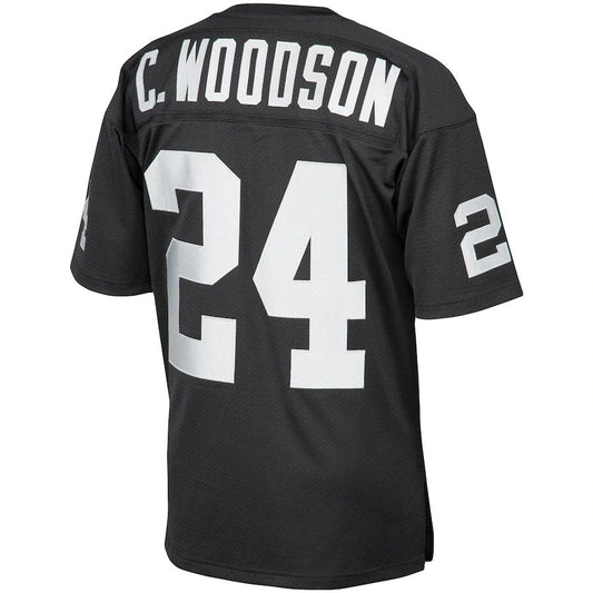 L.Raiders #24 Charles Woodson Mitchell & Ness Black 1998 Authentic Throwback Retired Player Jersey Stitched American Football Jerseys