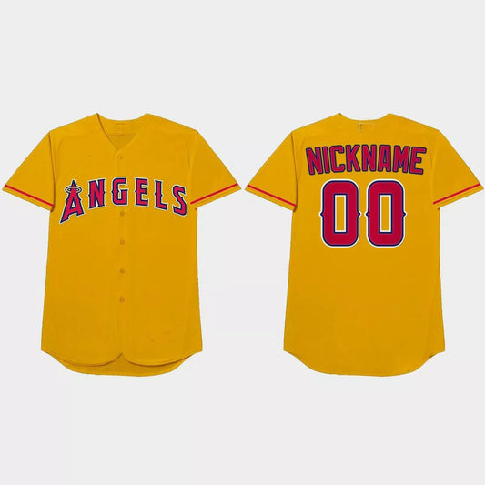 Custom Los Angeles Angels 2021 Players?ˉ Weekend Nickname Jersey ¨C Gold Stitched Baseball Jerseys