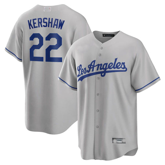Baseball Jerseys Los Angeles Dodgers #22 Clayton Kershaw Gray Road Replica Player Name Jersey