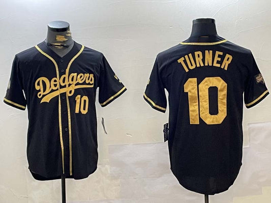 Los Angeles Dodgers #10 Justin Turner Black Cool Base Stitched Baseball Jersey