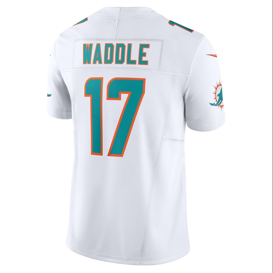 M.Dolphins #17 Jaylen Waddle White Vapor F.U.S.E. Limited Stitched American Football Jerseys