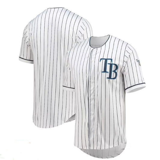 Tampa Bay Rays True-Fan White Navy Pinstripe Jersey Baseball Jerseys