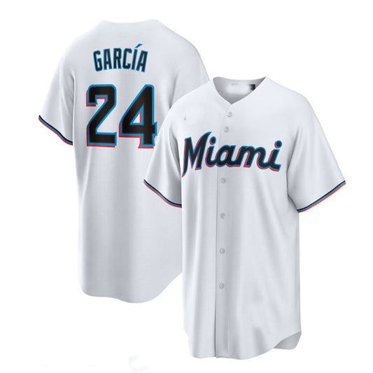 Miami Marlins #24 Avisa¨al Garc¨aa White Home Replica Player Jersey Baseball Jerseys