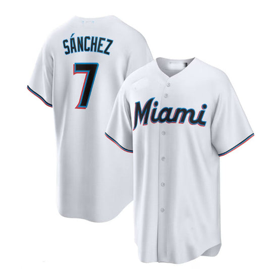 Miami Marlins #7 Jes¨2s S¨￠nchez White Home Replica Player Jersey Baseball Jerseys