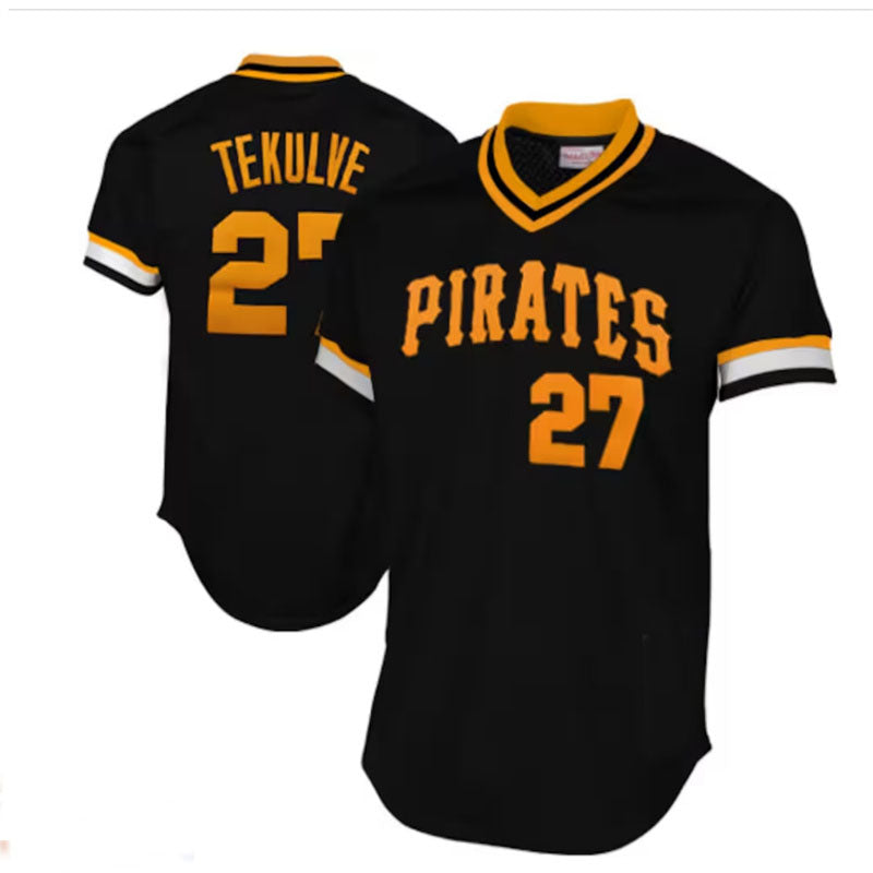 Pittsburgh Pirates #27 Kent Tekulve Mitchell & Ness 1982 Cooperstown Collection Authentic Practice Jersey - Black Baseball Jerseys