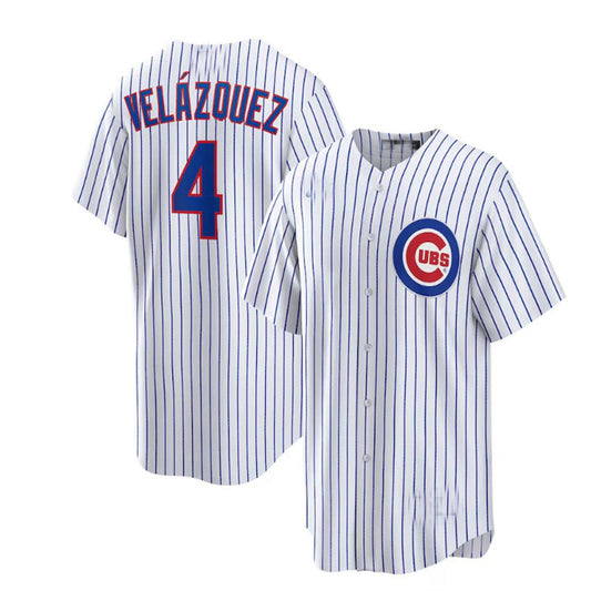 Chicago Cubs #4 Nelson Vel¨￠zquez Home Replica Player Jersey - White Baseball Jerseys