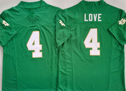 N.Dame Fighting Irish #4 Jeremiyah Love Green 2024 F.U.S.E. Limited Stitched Football American College Jerseys