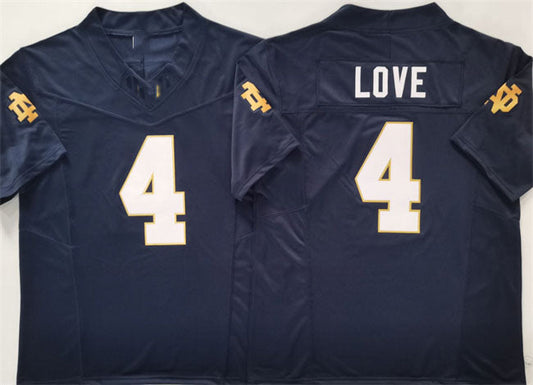 N.Dame Fighting Irish #4 Jeremiyah Love Navy 2024 F.U.S.E. Limited Stitched Football American College Jerseys