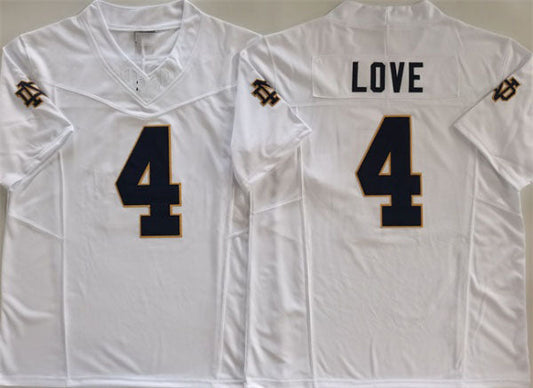 N.Dame Fighting Irish #4 Jeremiyah Love White 2024 F.U.S.E. Limited Stitched Football American College Jerseys