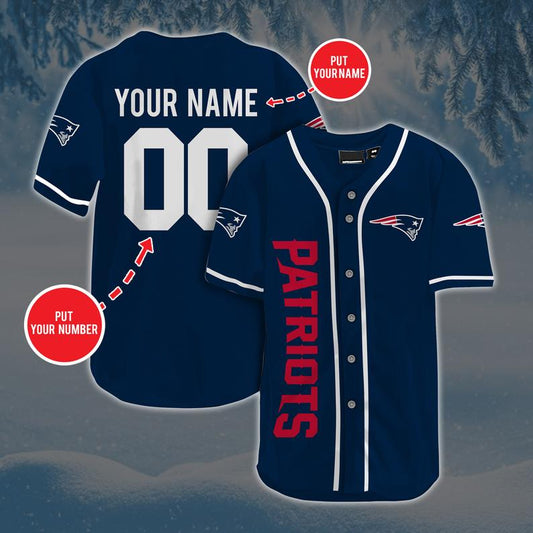 Personalized Custom NE.Patriots Baseball Jersey Short Sleeve Sports Jersey