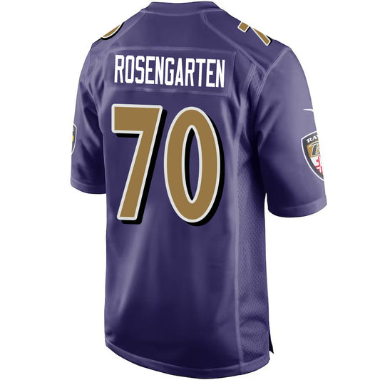 B.Ravens #70 Roger Rosengarten Purple Game Jersey Stitched American Football Jerseys