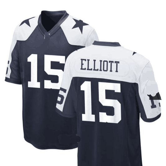 D.Cowboys #15 Ezekiel Elliott Jersey - Navy White Stitched American Football Jerseys