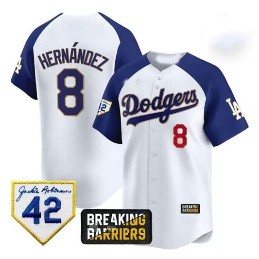 Los Angeles Dodgers #8 Enrigue Hernandez White Stitched Baseball Jersey