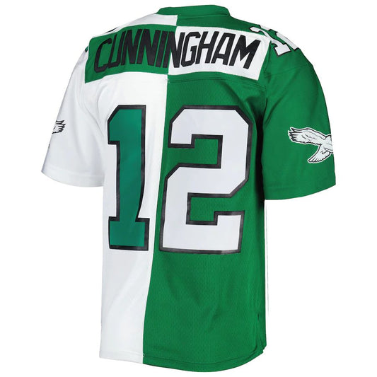 P.Eagles #12 Randall Cunningham Mitchell & Ness 1990 Split Legacy Replica Jersey Stitched American Football Jerseys