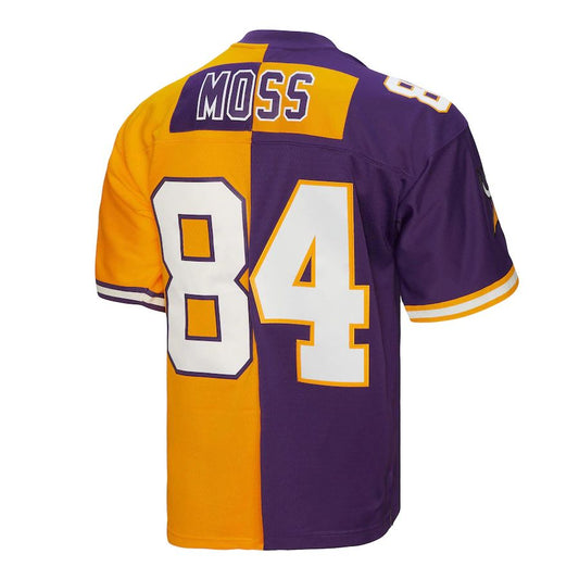 MN.Vikings #84 Randy Moss Mitchell & Ness 1998 Split Legacy Replica Jersey Purple Gold Stitched American Football Jerseys