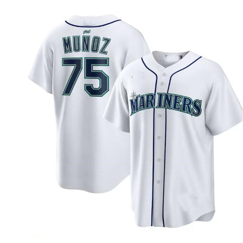Seattle Mariners #75 Andrés Mu?oz White Home Replica Player Jersey Baseball Jerseys