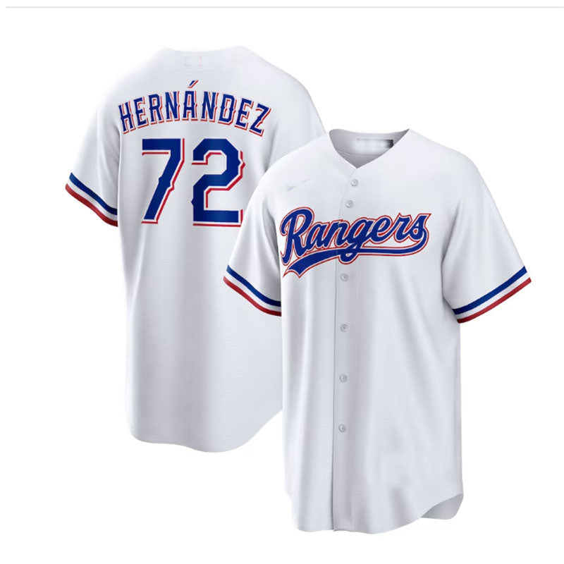 Texas Rangers #72 Jonathan Hern¨￠ndez White Home Replica Player Jersey Baseball Jerseys