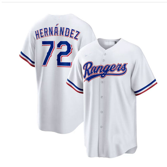Texas Rangers #72 Jonathan Hern¨￠ndez White Home Replica Player Jersey Baseball Jerseys
