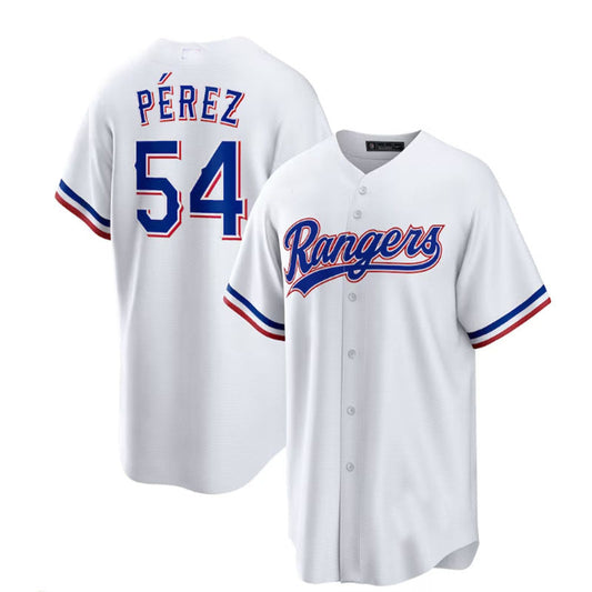 Texas Rangers #54 Mart¨an P¨|rez White Home Replica Player Jersey Baseball Jerseys