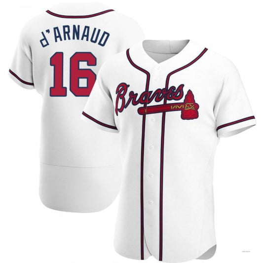 Atlanta Braves #16 Travis d?ˉArnaud White Home Jersey Stitches Baseball Jerseys