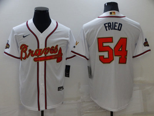 Men's Atlanta Braves Max Fried #54 White Replica Game Jersey1