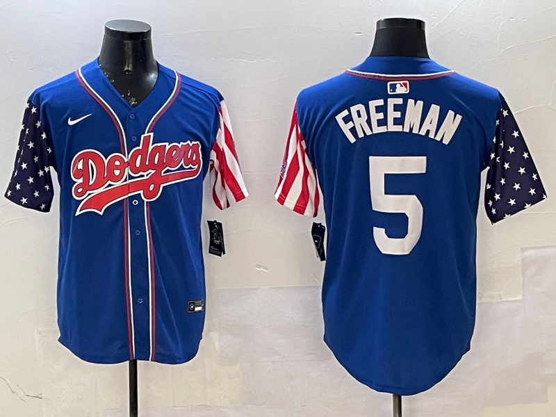 Men's Los Angeles Dodgers Freddie Freeman #5 Royal Replica Player Jersey1