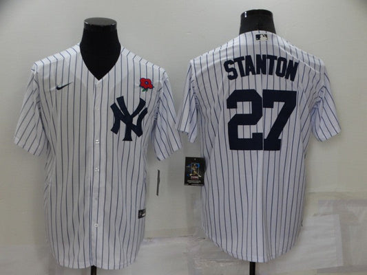 Men's New York Yankees Giancarlo Stanton #27 White Replica Player jersey