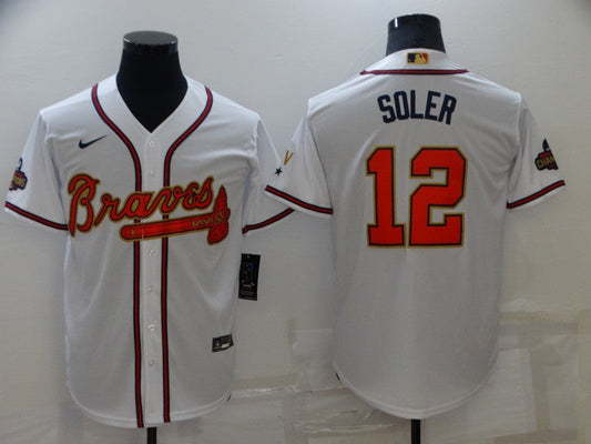 Men's Atlanta Braves Jorge Soler #12 White Replica Jersey1